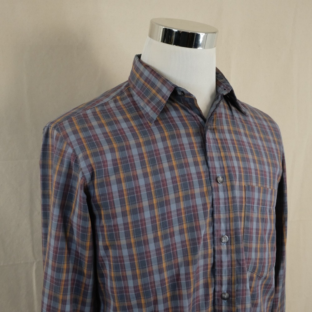 Yves Saint Laurent Medium Vintage Sportswear Gray Orange Plaid Cotton Blend Mens
